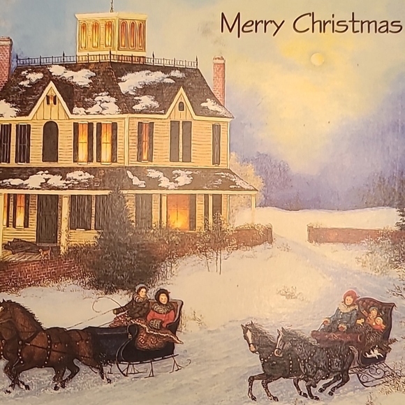 VINTAGE y2k Merry Christmas, Wood Mini Blue Tray Novelty Holiday Decor - Picture 4 of 4